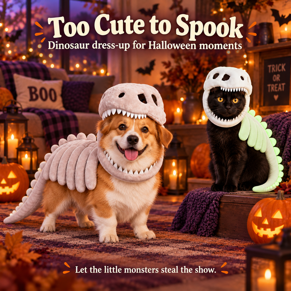 Soft Plush Pet Skeleton Costume for Cats & Dogs