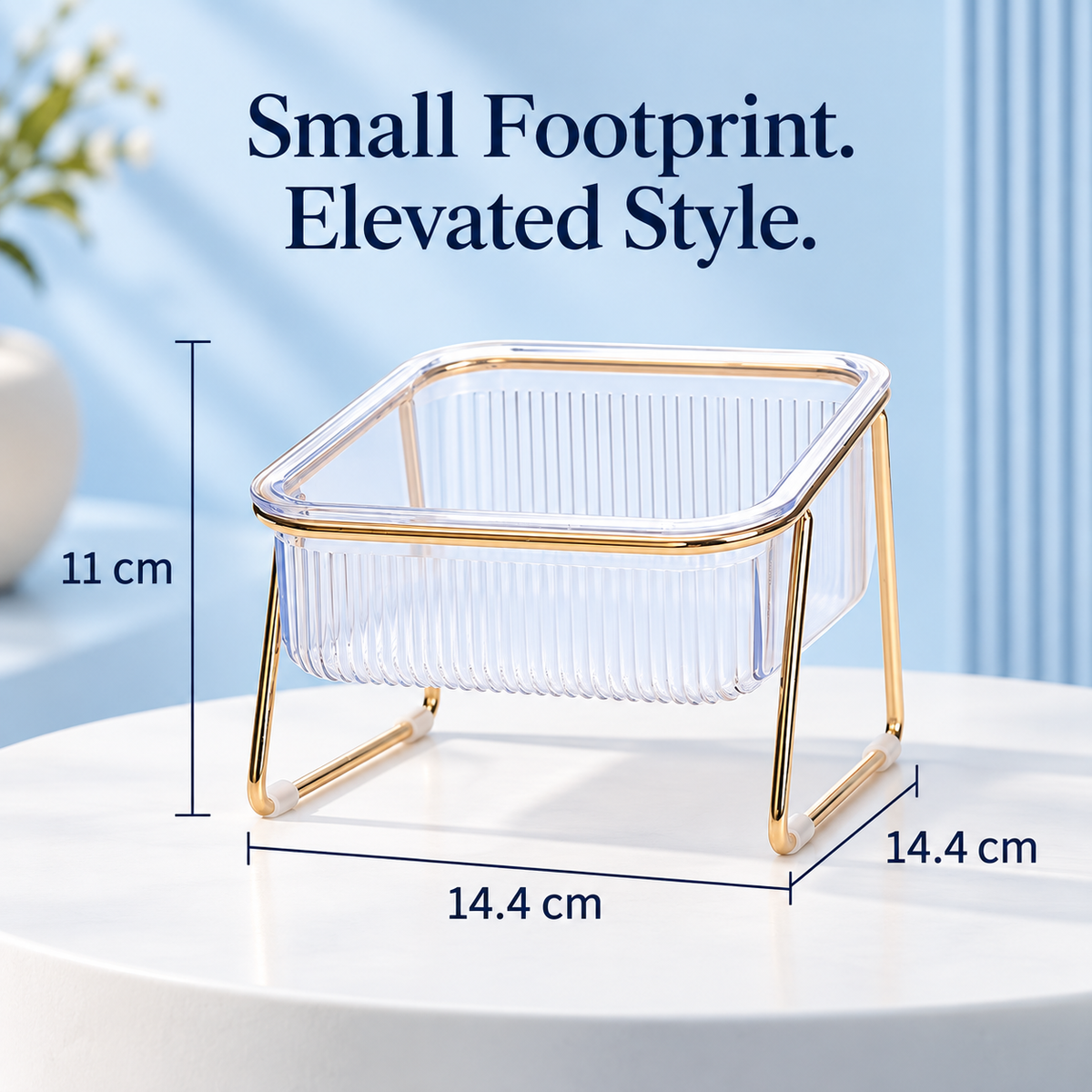Tilted Pet Bowls with Gold Metal Stand