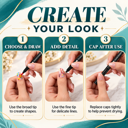 12-Color Dual-Tip Nail Art Pens – DIY Designs at Home