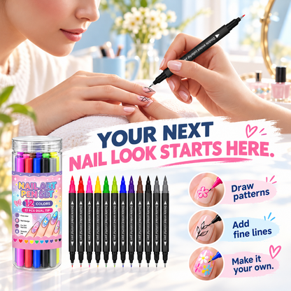 12-Color Dual-Tip Nail Art Pens – DIY Designs at Home