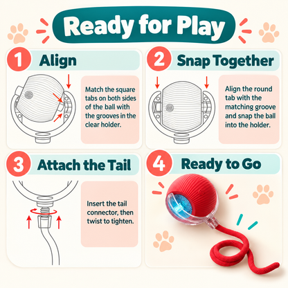 Automatic Rolling Cat Ball – Rechargeable with Rope Tail