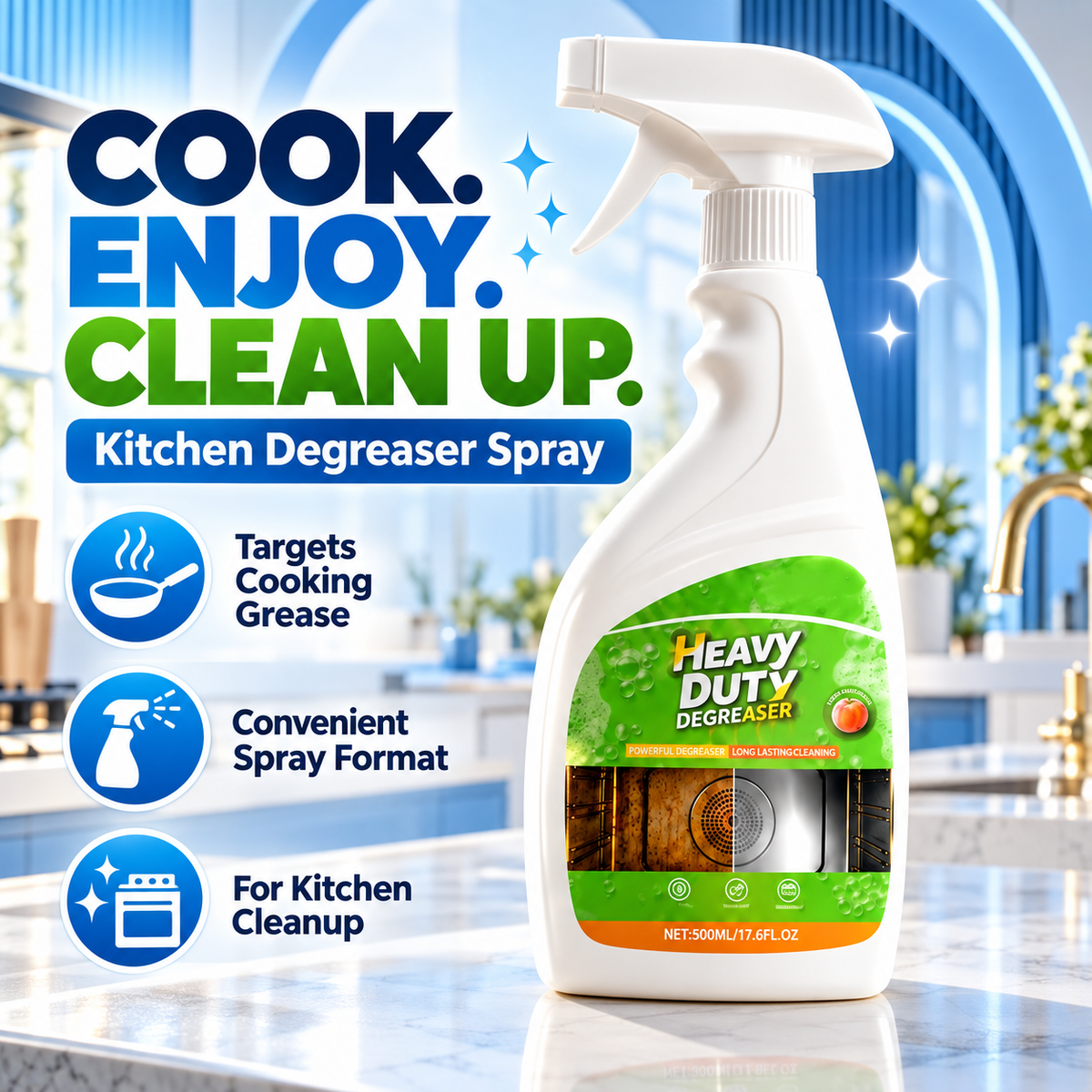 Kitchen Degreaser Spray – Tackles Grease & Grime