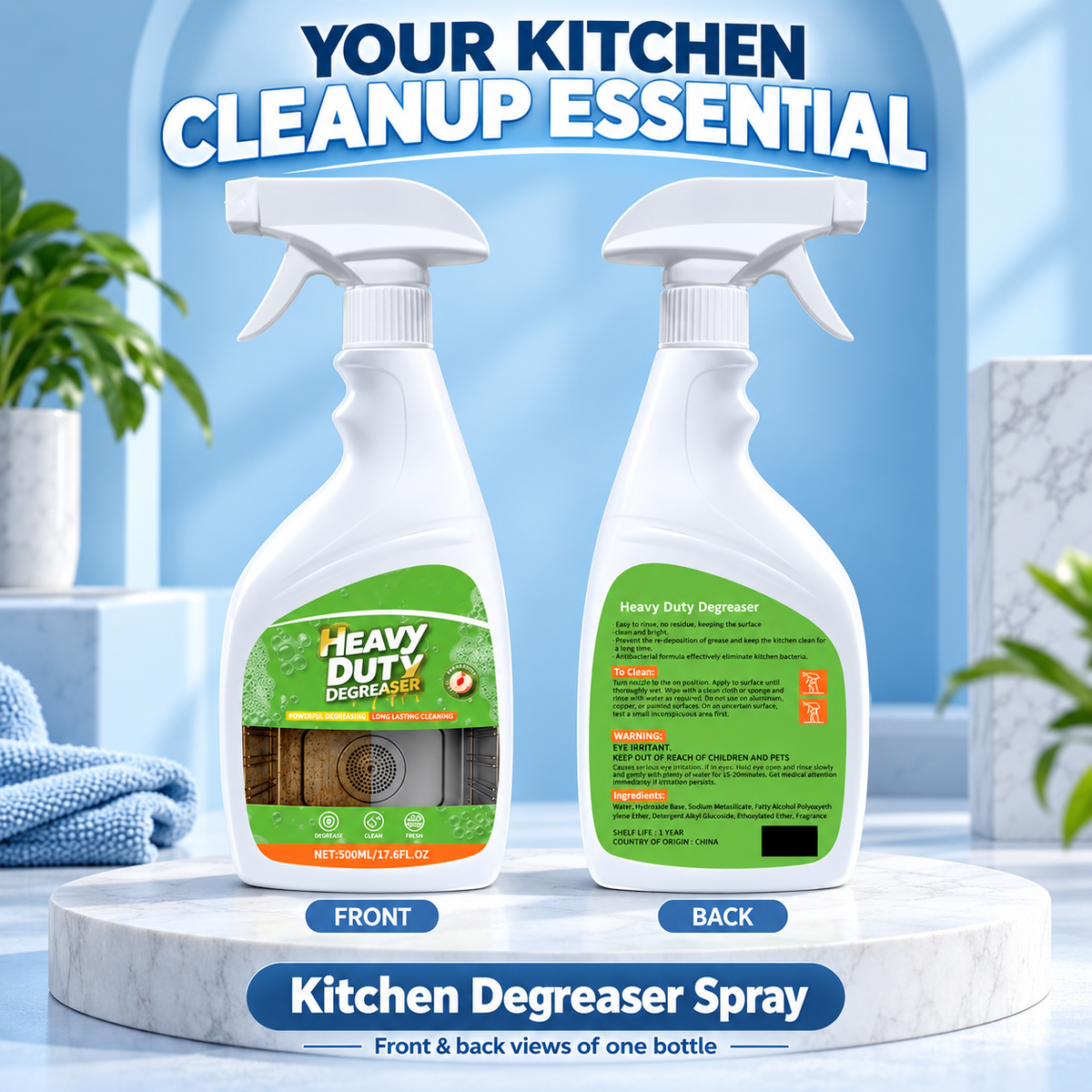 Kitchen Degreaser Spray – Tackles Grease & Grime