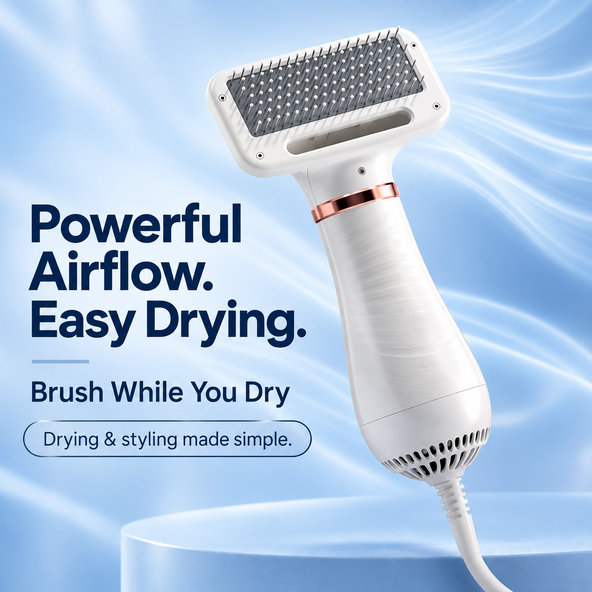 2-in-1 Pet Dryer Brush – 3 Heat Settings & Easy Hair Removal